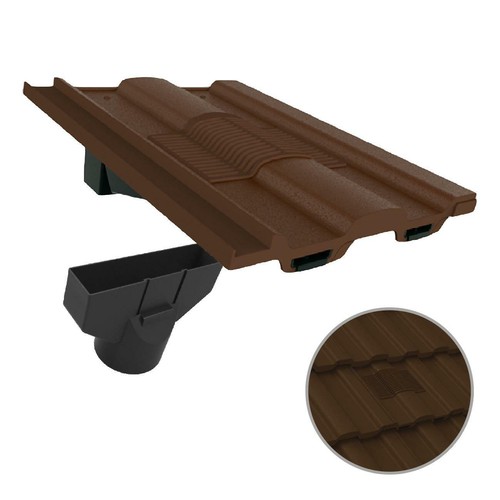 Dark brown castellated roof - brown,